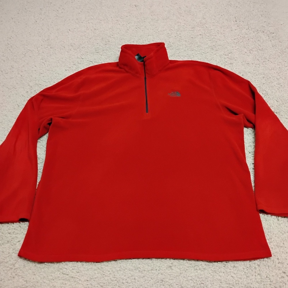 The North Face Sweater Mens 2XL XXL Red Polartec Fleece 1/4 Pullover Glacier